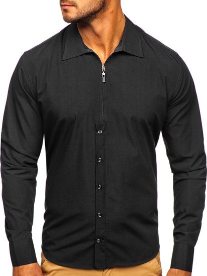 Camisa con mangas largas para hombre negra Bolf 20702