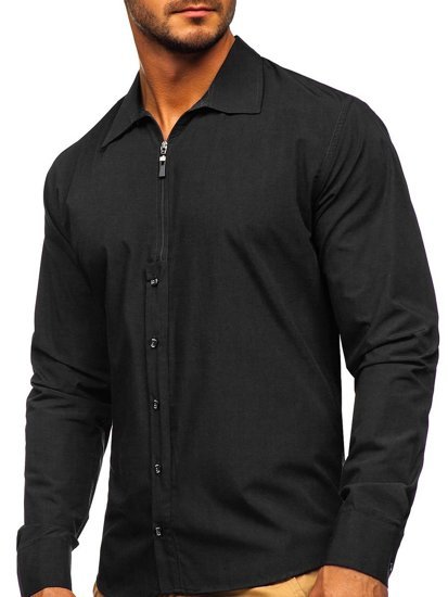 Camisa con mangas largas para hombre negra Bolf 20702