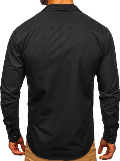 Camisa con mangas largas para hombre negra Bolf 20702