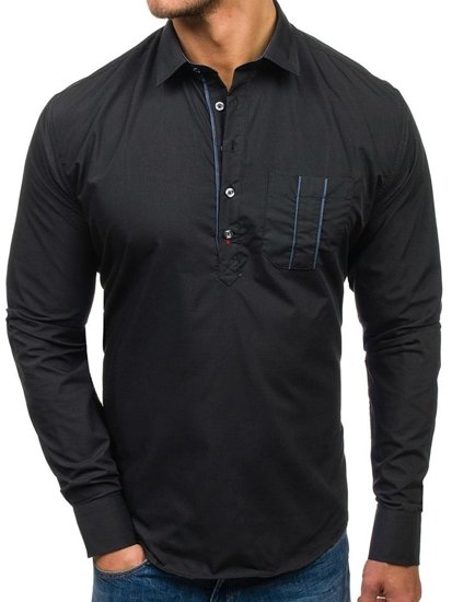 Camisa de hombre con mangas largas negra Bolf 5791