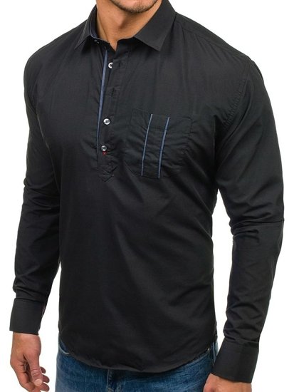 Camisa de hombre con mangas largas negra Bolf 5791