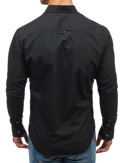 Camisa de hombre con mangas largas negra Bolf 5791