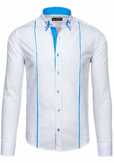 Camisa de hombre elegante con mangas largas blanca Bolf 4744