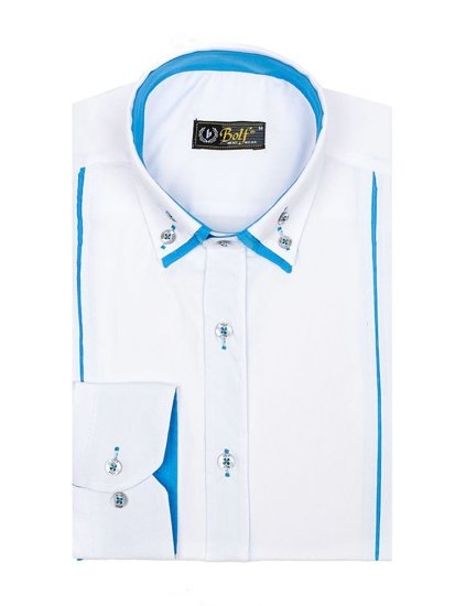 Camisa de hombre elegante con mangas largas blanca Bolf 4744