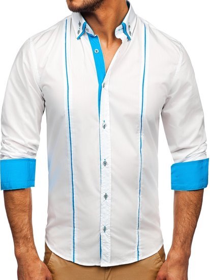 Camisa de hombre elegante con mangas largas blanca Bolf 4744