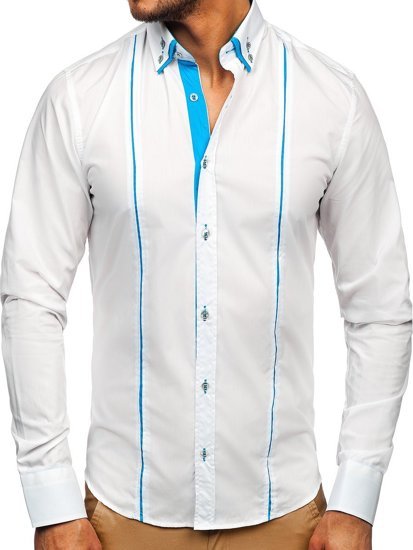 Camisa de hombre elegante con mangas largas blanca Bolf 4744