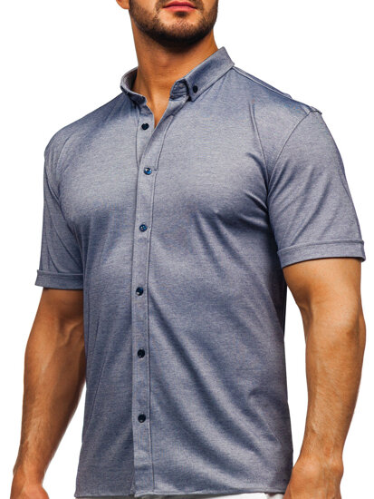 Camisa de manga corta para hombre azul Bolf 2005