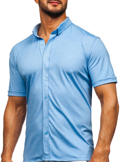 Camisa de manga corta para hombre azul claro Bolf 2005