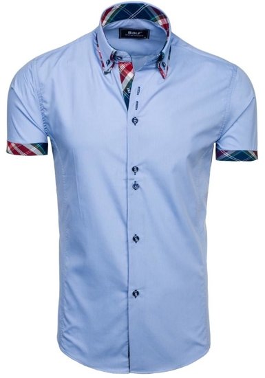 Camisa de manga corta para hombre azul claro Bolf 6540