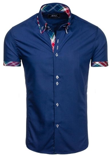 Camisa de manga corta para hombre azul oscuro Bolf 6540