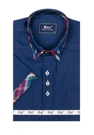 Camisa de manga corta para hombre azul oscuro Bolf 6540