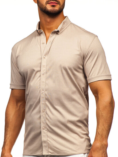 Camisa de manga corta para hombre beige Bolf 2005