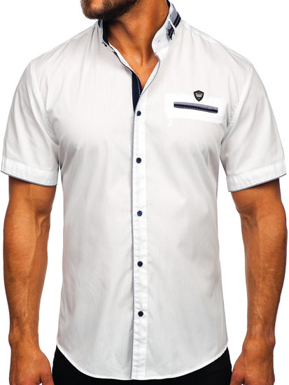 Camisa de manga corta para hombre blanca Bolf 19617