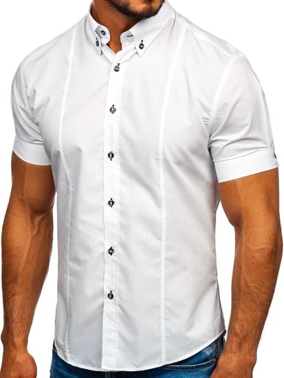 Camisa de manga corta para hombre blanca Bolf 5528