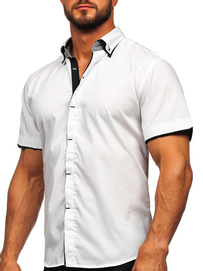 Camisa de manga corta para hombre blanco Bolf 19602