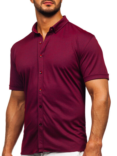 Camisa de manga corta para hombre burdeos Bolf 2005