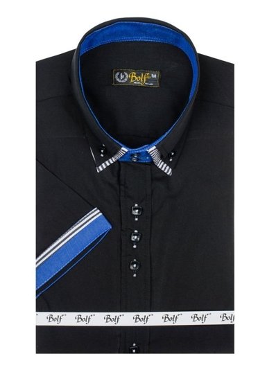 Camisa de manga corta para hombre negra Bolf 2911