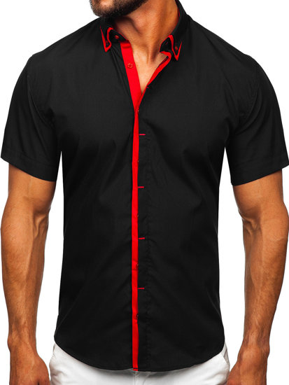 Camisa de manga corta para hombre negro Bolf 19601