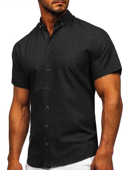 Camisa de manga corta para hombre negro Bolf 20501