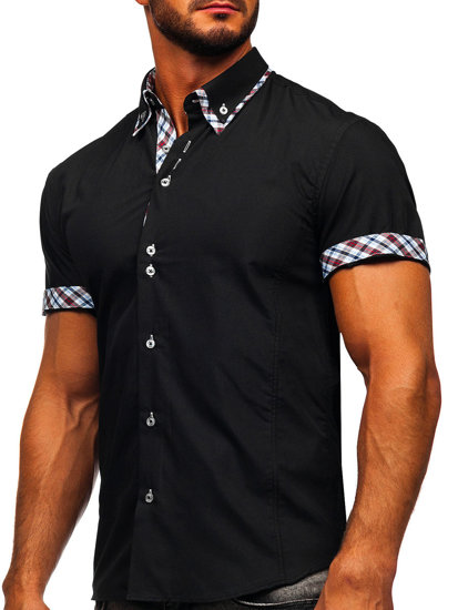 Camisa de manga corta para hombre negro Bolf 6540