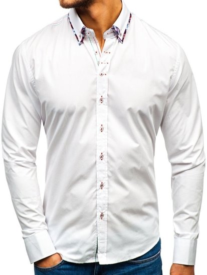 Camisa de manga larga elegante para hombre blanca Bolf 2701