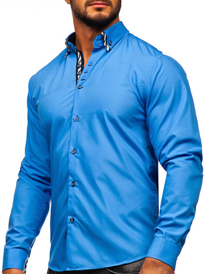 Camisa de manga larga para hombre azul Bolf 3762