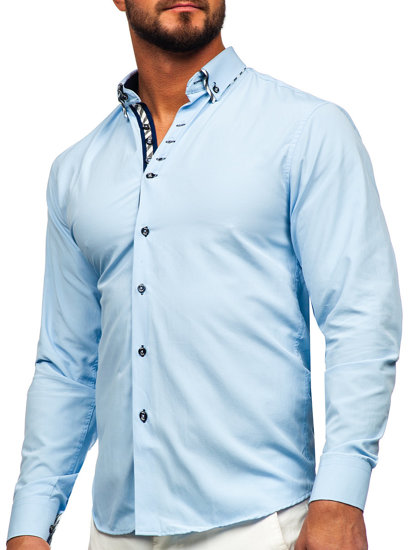 Camisa de manga larga para hombre azul claro Bolf 3762