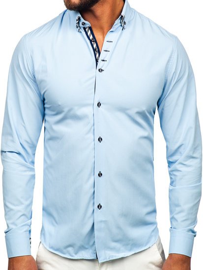 Camisa de manga larga para hombre azul claro Bolf 3762