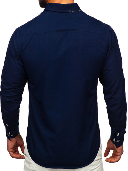 Camisa de manga larga para hombre azul oscuro Bolf 3762