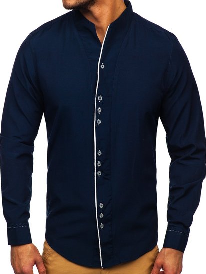 Camisa de manga larga para hombre azul oscuro Bolf 5720