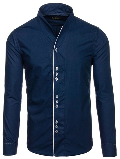 Camisa de manga larga para hombre azul oscuro Bolf 5720