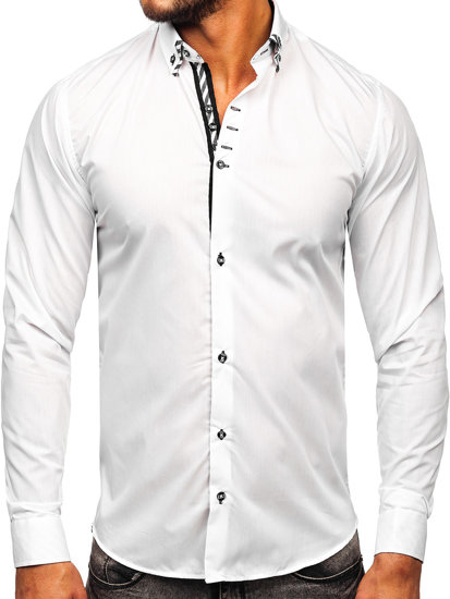 Camisa de manga larga para hombre blanco Bolf 3762