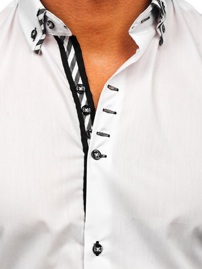 Camisa de manga larga para hombre blanco Bolf 3762