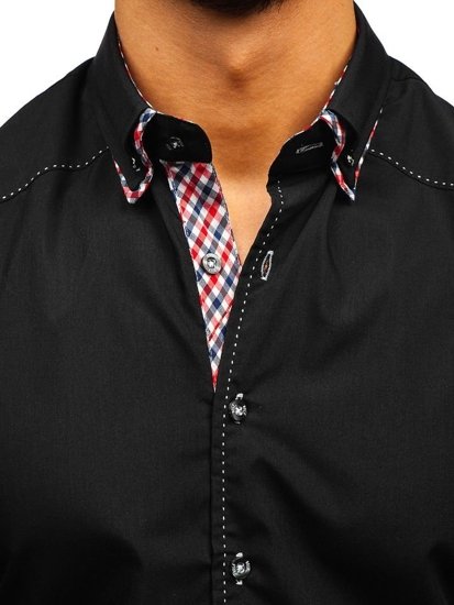 Camisa de manga larga para hombre negra Bolf 3707