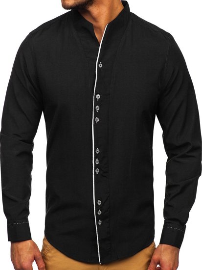 Camisa de manga larga para hombre negro Bolf 5720