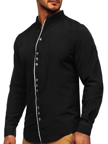 Camisa de manga larga para hombre negro Bolf 5720