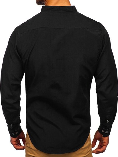 Camisa de manga larga para hombre negro Bolf 5720