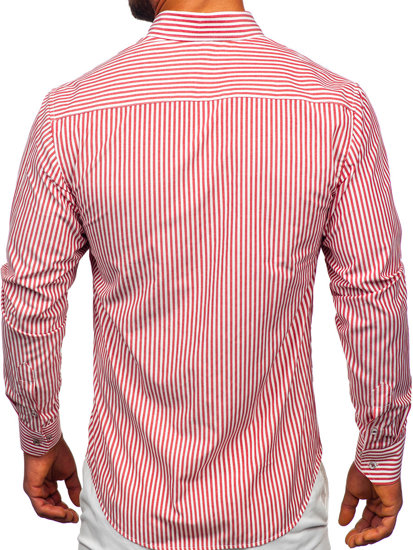 Camisa de rayas de manga larga para hombre coral Bolf 22731