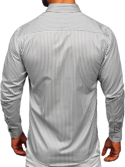 Camisa de rayas de manga larga para hombre grafito Bolf 22731