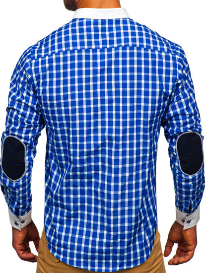 Camisa elegante a cuadros de manga larga para hombre cobalto Bolf 5737-1