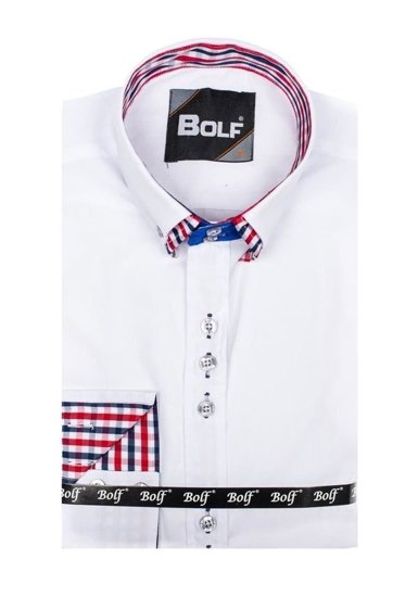 Camisa elegante a manga larga para hombre color blanco Bolf 0926