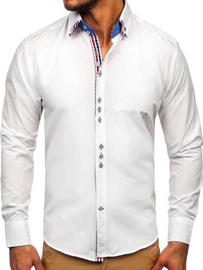 Camisa elegante a manga larga para hombre color blanco Bolf 0926