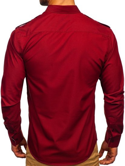 Camisa elegante a manga larga para hombre color rojo Bolf 1758