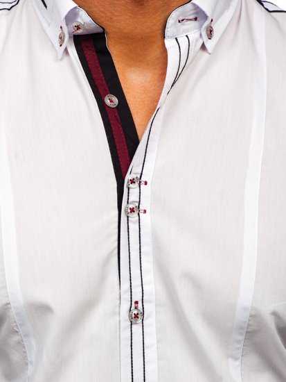 Camisa elegante con manga larga para hombre blanca Bolf 4707