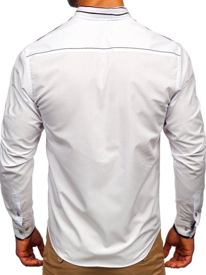 Camisa elegante con manga larga para hombre blanca Bolf 4707