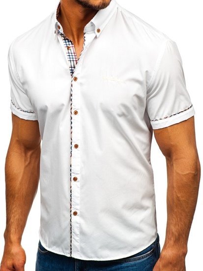 Camisa elegante con mangas cortas para hombre blanca Bolf 5509-1