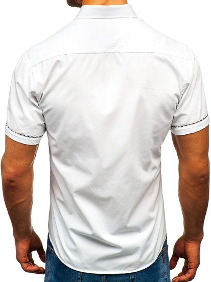 Camisa elegante con mangas cortas para hombre blanca Bolf 5509-1