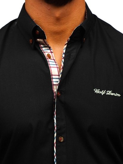 Camisa elegante con mangas cortas para hombre negra Bolf 5509-1