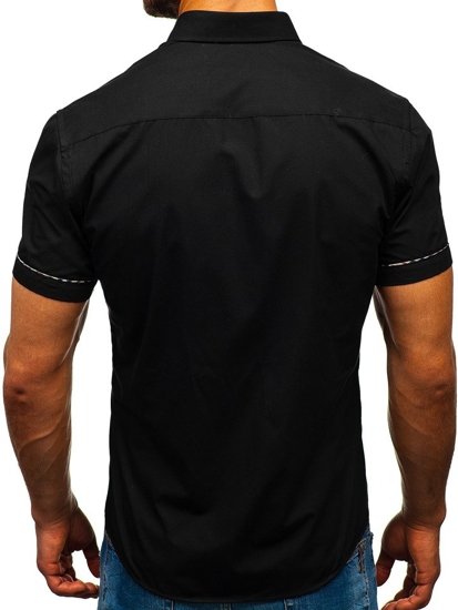 Camisa elegante con mangas cortas para hombre negra Bolf 5509-1