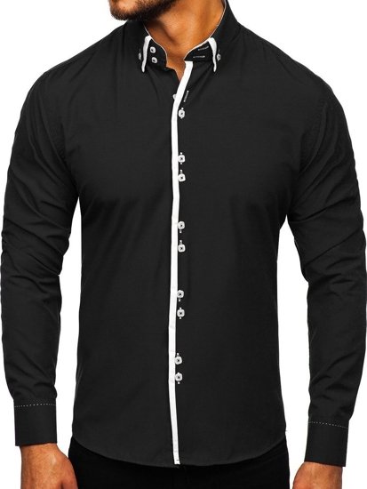 Camisa elegante con mangas largas negro Bolf 1721-1